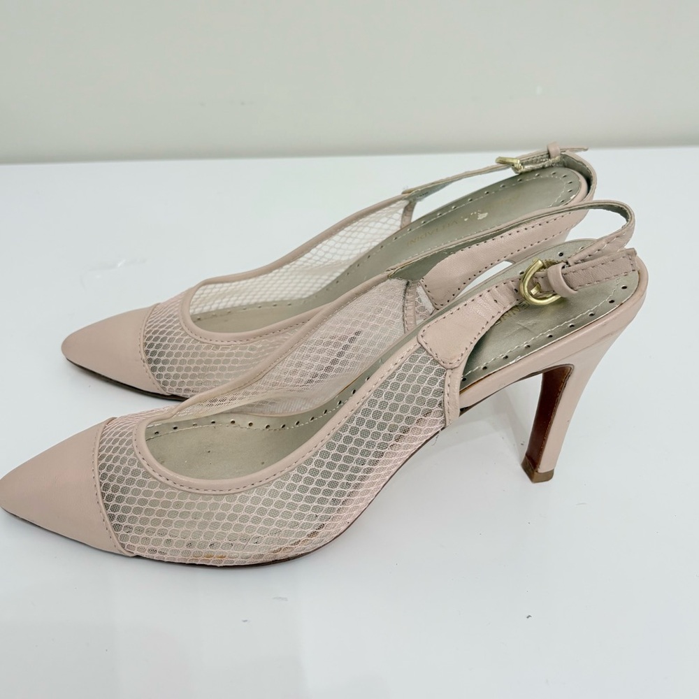 Adrienne Vittadini Blush Mesh Slingback Heels